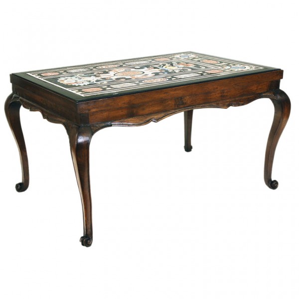Provincial Walnut Low Table with Italian Scagliola Top