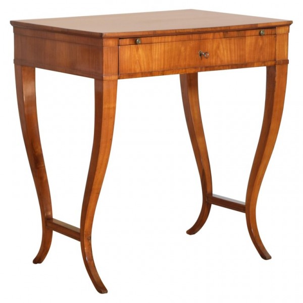 Walnut 1-Drawer Lyre Shaped Writing Table