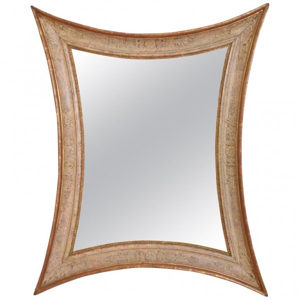 Carved Giltwood and Gesso Crescent Shaped Mirror