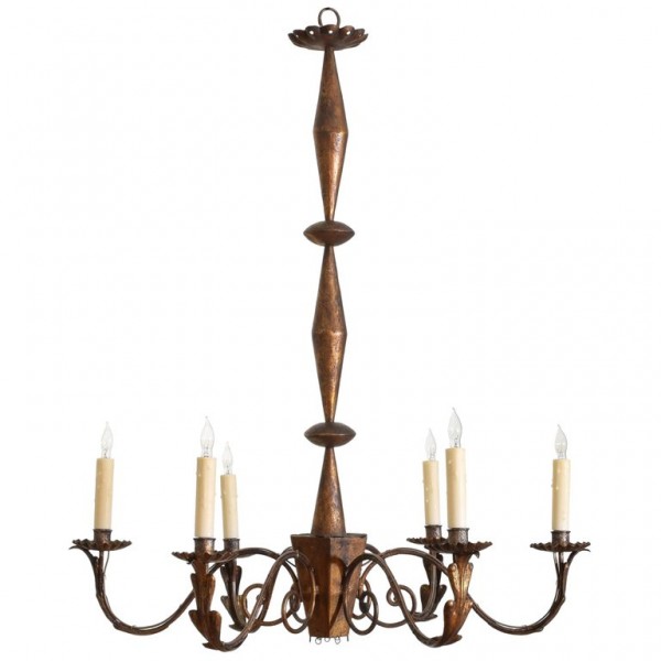 Gilt Metal 6-Light Chandelier