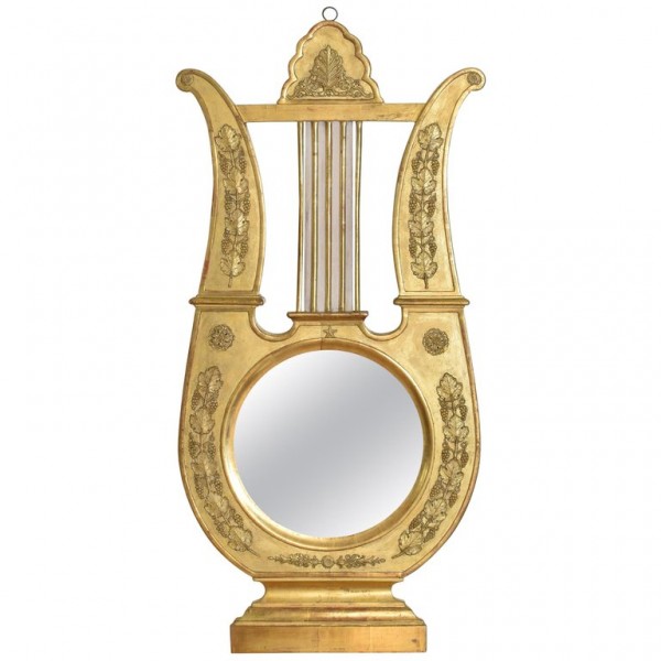 Carved Giltwood Mirror, Formerly a Barometer
