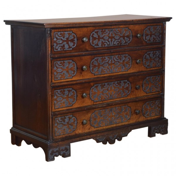 Carved Walnut Secretary Commode