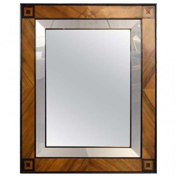 Walnut and Ebonized Mirror
