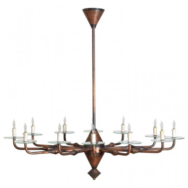 Copper Elliptical 12-Light Chandelier