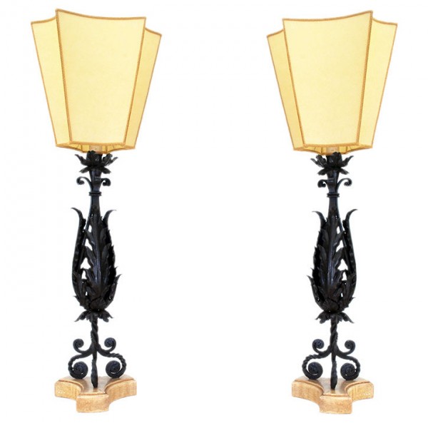 Pair of Wrought Iron Table Lamps