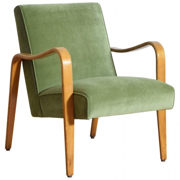 Maplewood and Upholstered Armchair