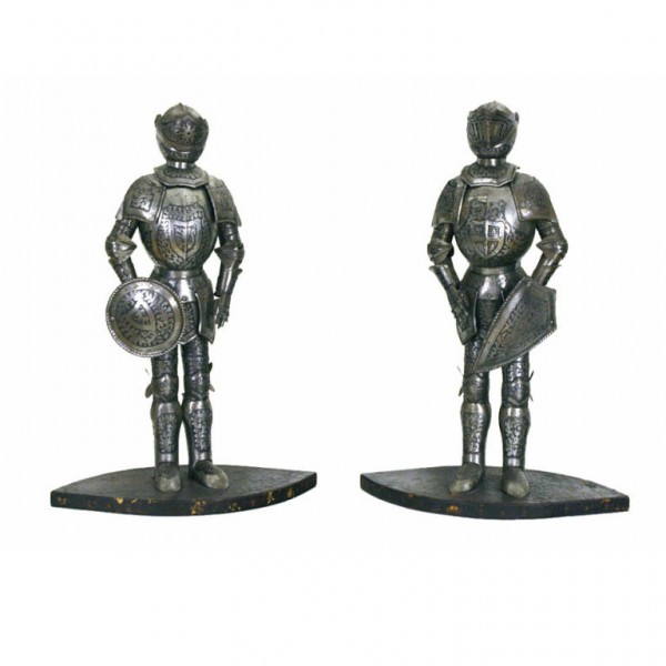 Extraordinary Pair of Acid Etched Steel Soldier Models