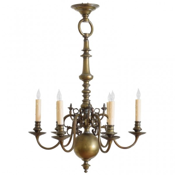 Patinated Brass 6-Light Chandelier