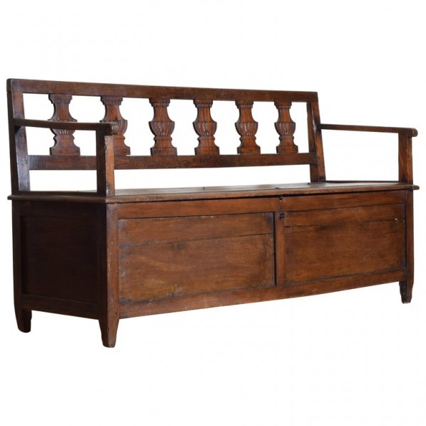Walnut and Elmwood Storage Settee