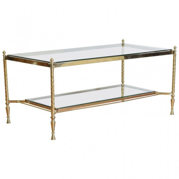 Brass 2-Tier Coffee Table in the Style of Maison Jansen