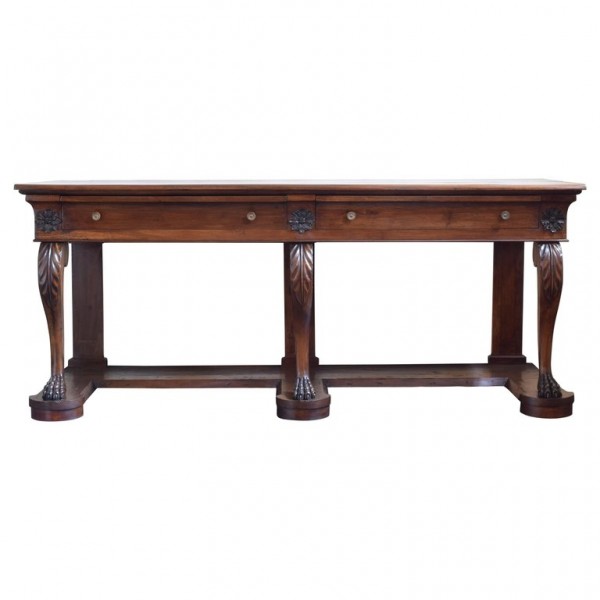 Large Carved Walnut Console Table
