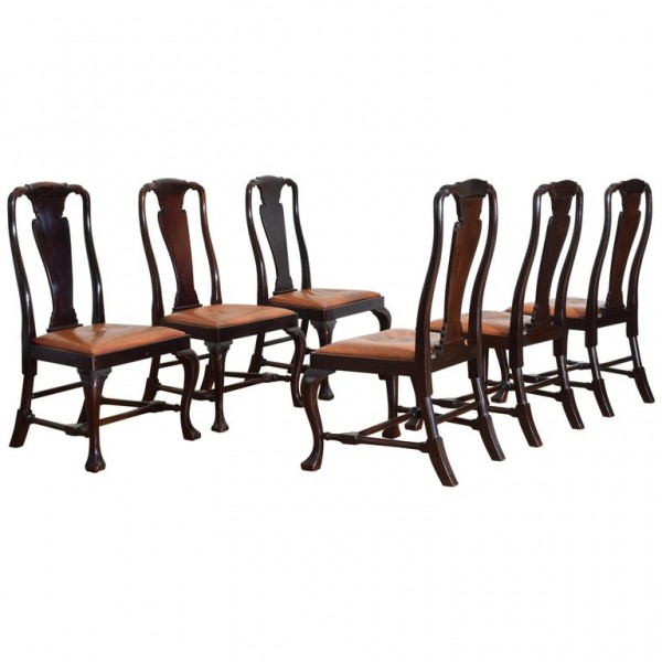 Set of 6 Mahogany and Leather Upholstered Dining Chairs