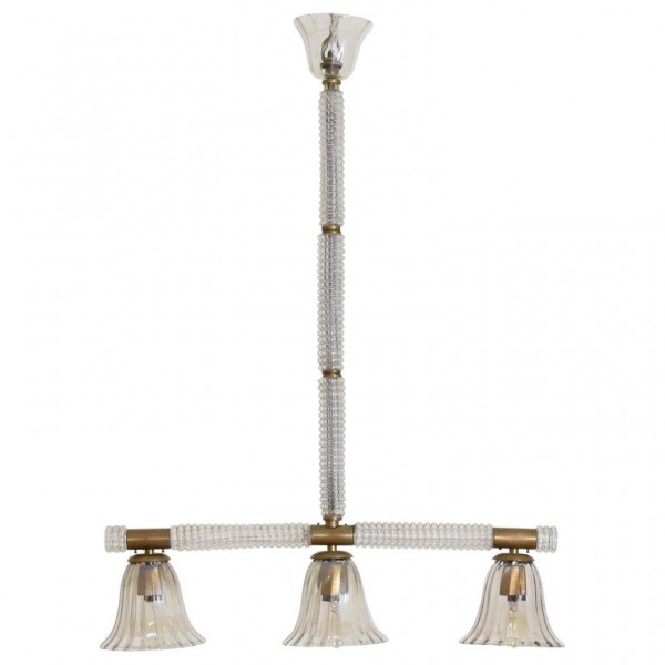 Cast and Blown Glass 3-Light Chandelier