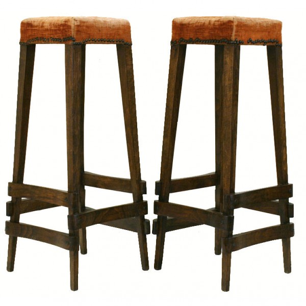 Pair of Chestnut High Stools
