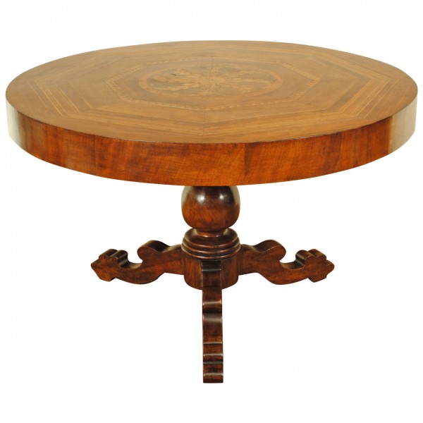 Walnut and Inlaid Center Table