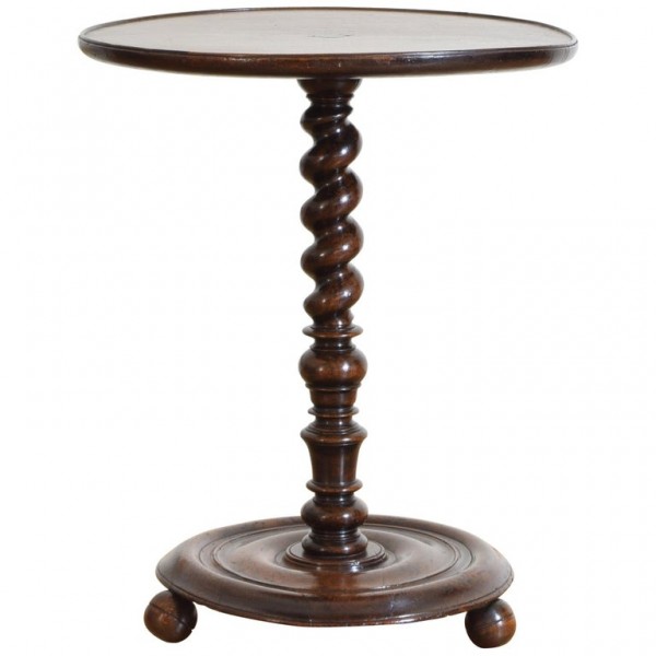 Turned Walnut Candlestand Table