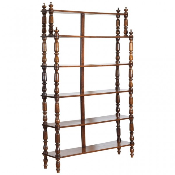 Tall Turned Walnut Etagere