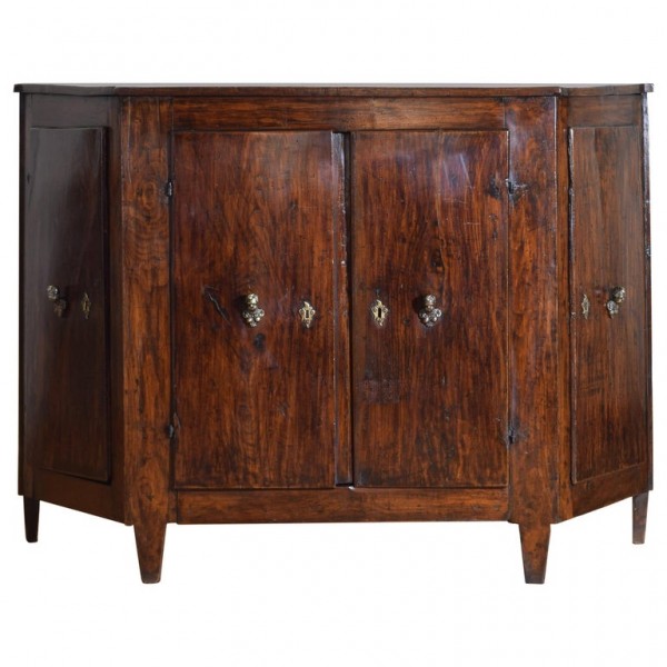Walnut and Painted 4-Door Scantonata Credenza