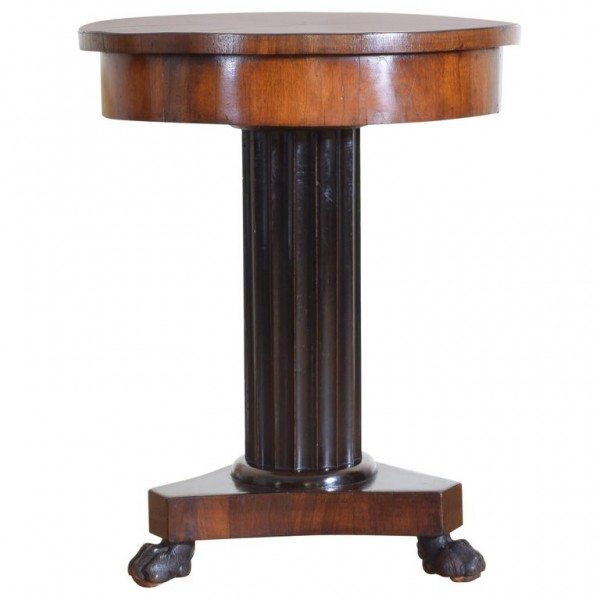Walnut Veneered and Ebonized 1-Drawer Center Table