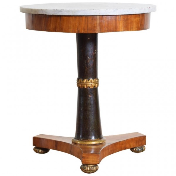 Walnut, Ebonized, Giltwood Marble-Top Center Table