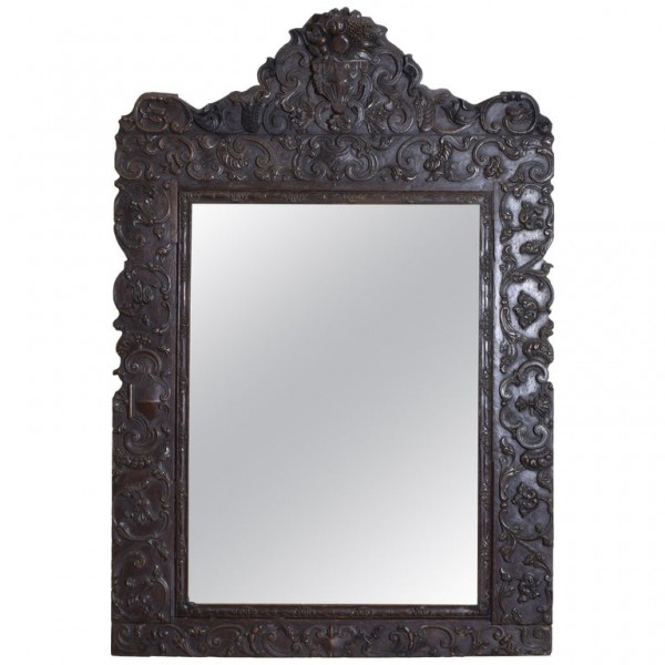 Sizable Carved Walnut Mirror