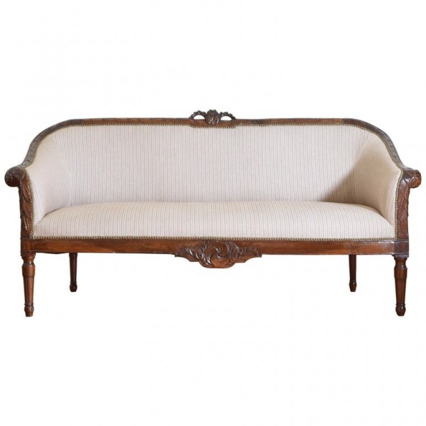 Carved Walnut and Upholstered Divano Sofa