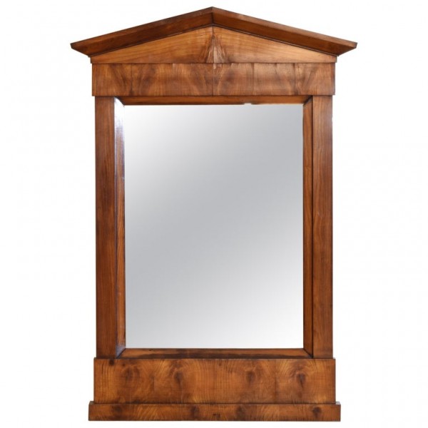 Light Walnut Pediment Mirror