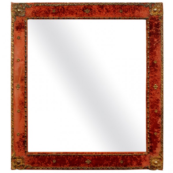 Velvet Upholstered and Brass Mounted Frame