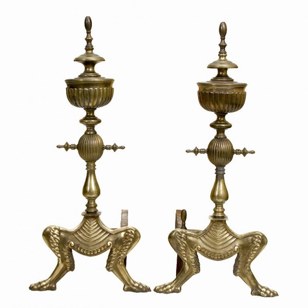 Pair of Cast Brass Andirons
