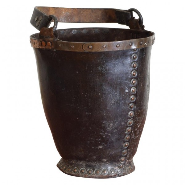 Leather and Copper Fire Bucket