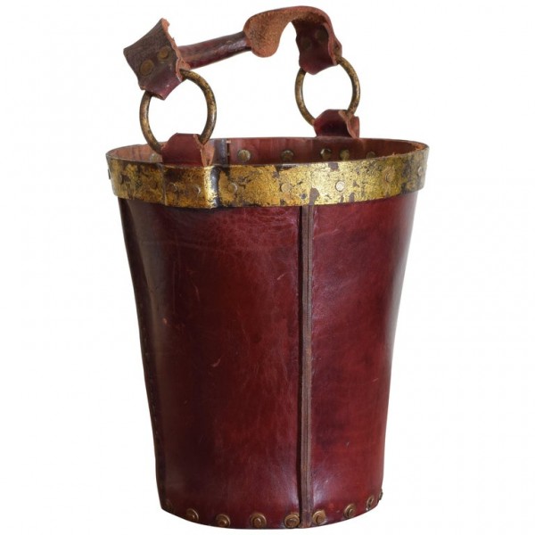 Red Leather Fire Bucket