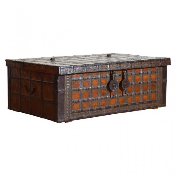 Large Teak and Iron-Bound Haveli Trunk