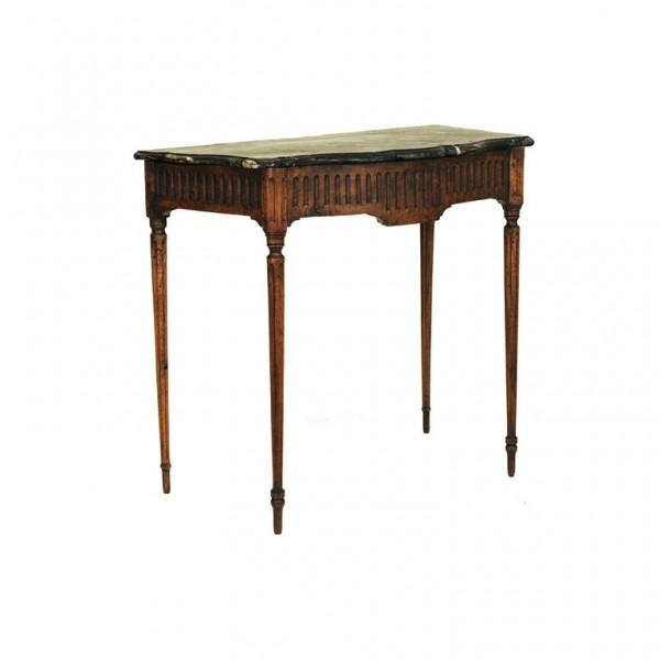 Carved Walnut  Marble Top Console Table