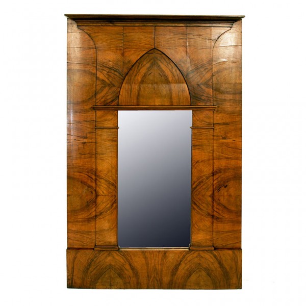 Walnut Veneer Arched Wall Mirror