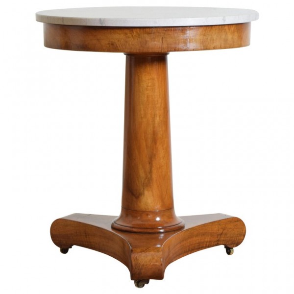 Light Walnut and Marble-Top Gueridon