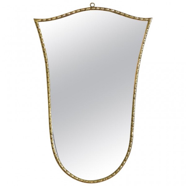 Cast Brass Shield-Form Mirror