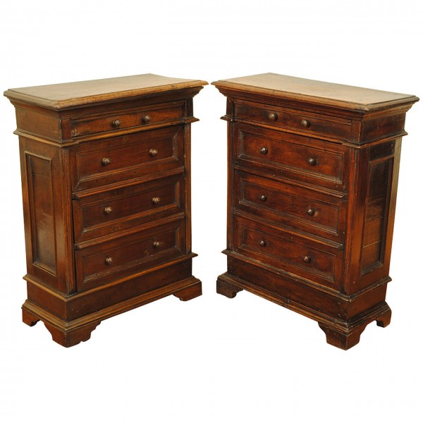 Pair of Very Shallow Walnut Commodinis