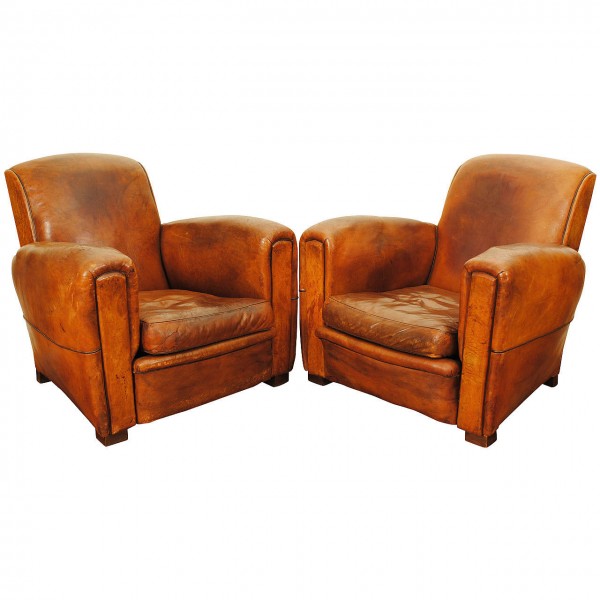 Flawless Pair of Club Chairs 