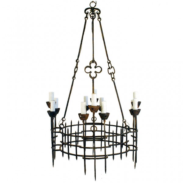 Wrought Iron 12-Light Chandelier