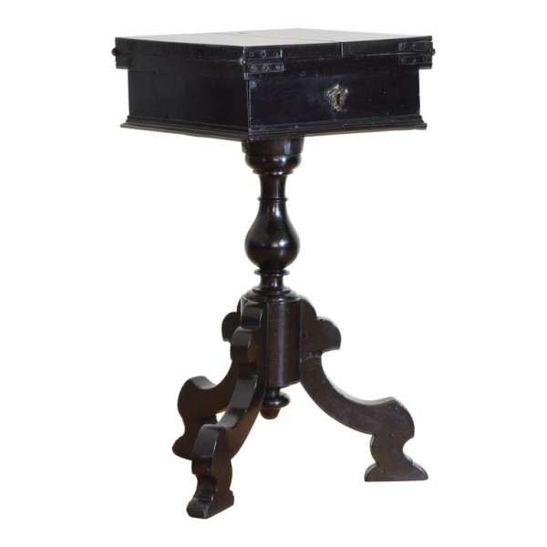 Ebonized Walnut Fold-Open 1-Drawer Table