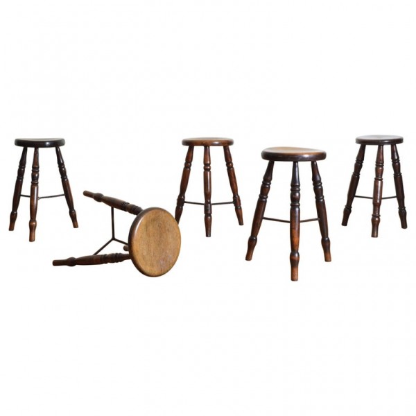 Oak and Iron Joint Pub Stool (4 available)