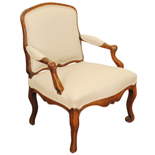 Carved Walnut Fauteuil