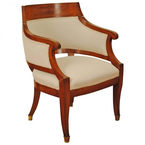 Walnut and Upholstered Bergere