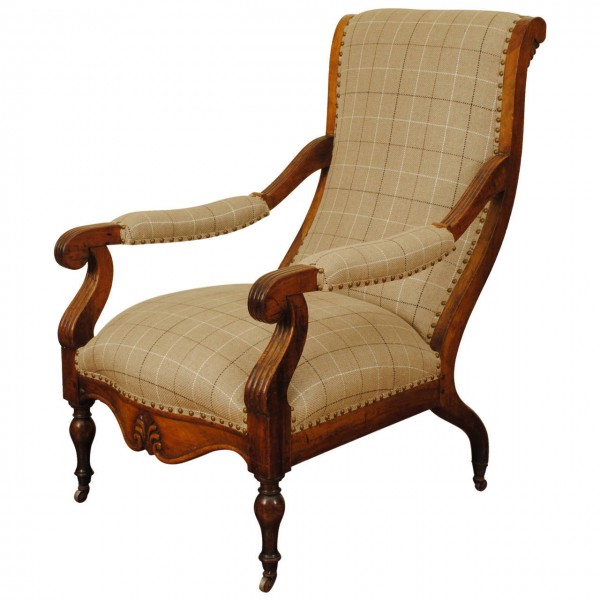 Exceptional Carved Walnut Library Chair