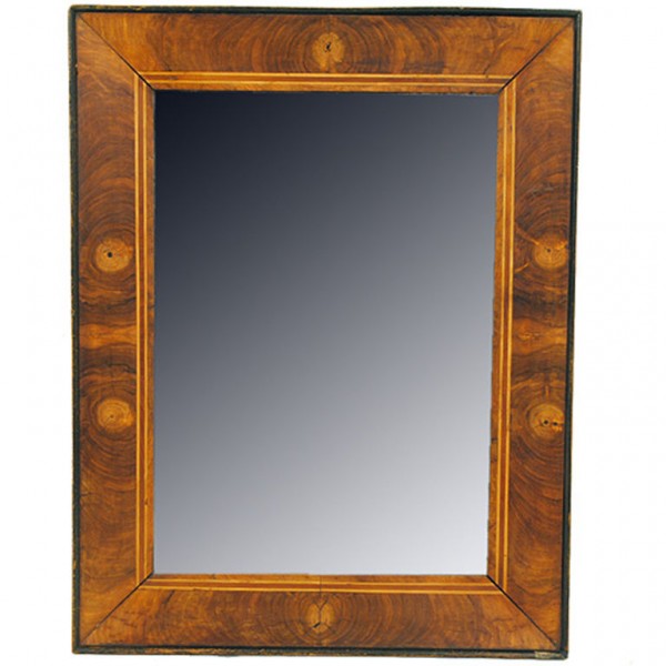 Walnut Veneer and Inlaid Mirror