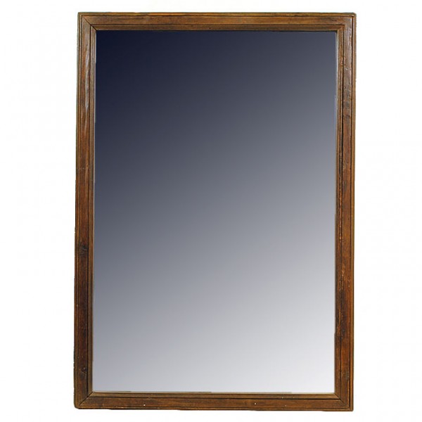 Unusual Oak and Wrought Iron Mirror