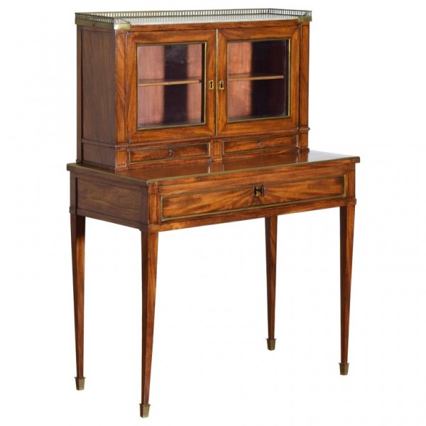 Walnut, Marble-Top, and Brass Mounted Low Cabinet