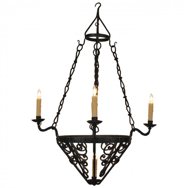 Wrought Iron 5-Light Chandelier