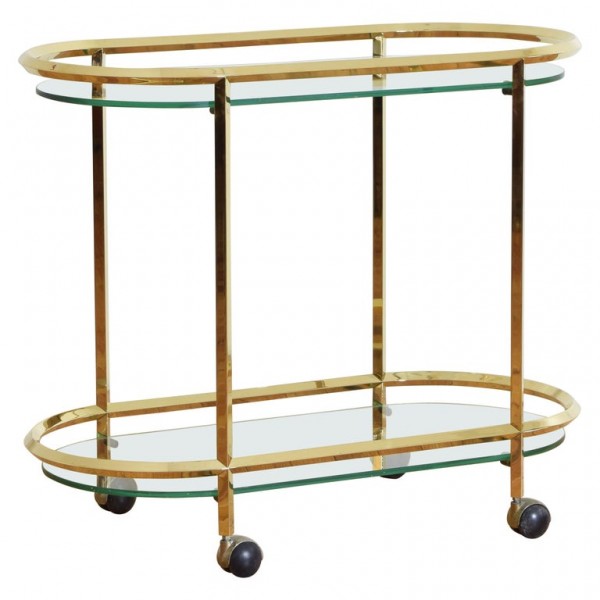 Brass and Glass 2-Tier Disco Rectangular Bar Cart