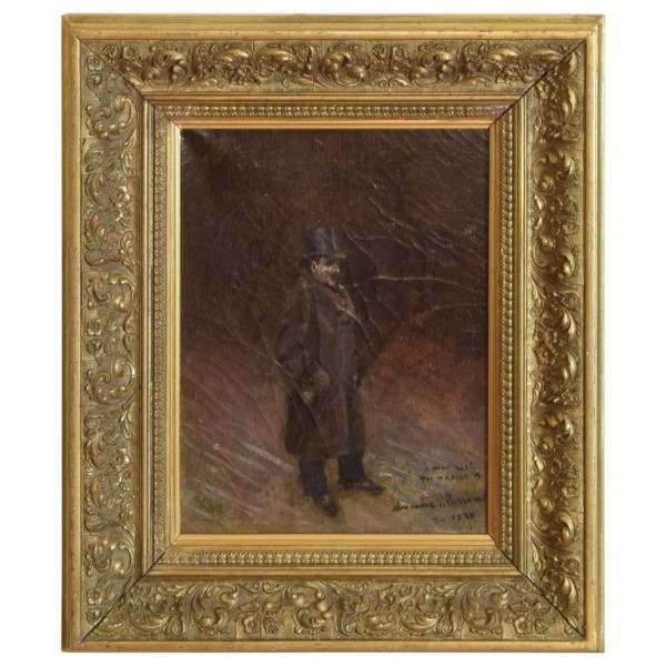 Oil on Canvas, High Style Gentleman in Giltwood Frame